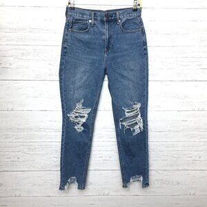 American Eagle Outfitters Mom Jeans Distressed Fray Hems Stretch size 4